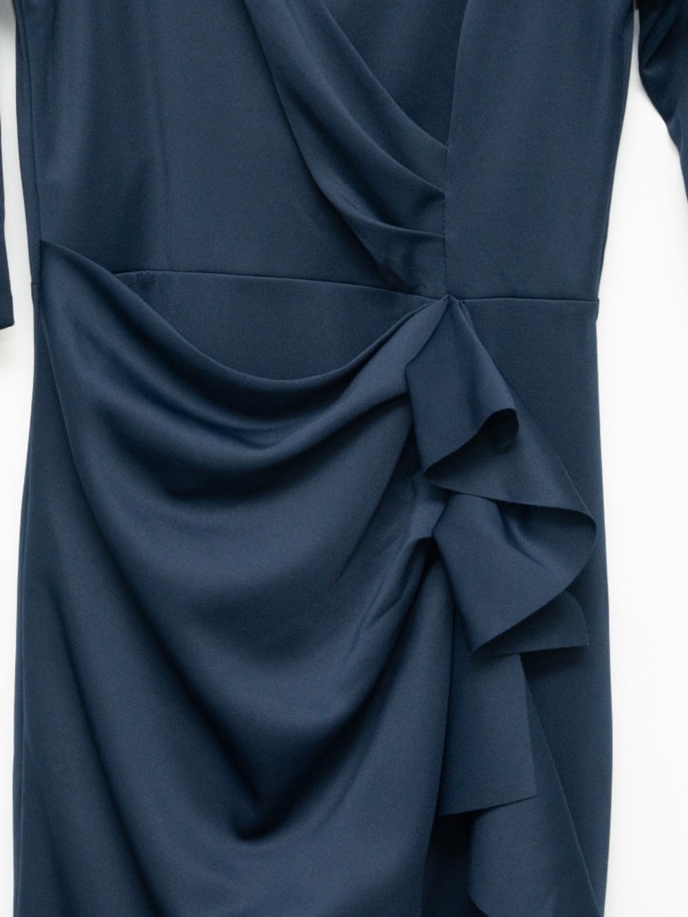 XSCAPE - Navy Ruched Ruffle Scuba Gown - Picture 8 of 9